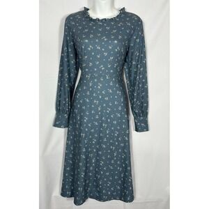 Vintage Women's Long Sleeve Floral Midi Dress Dress Prairie Cottagecore Modest